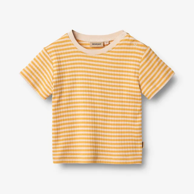 wheat-fabian-t-shirt-yellow-rib-stripe-bio-baumwolle-baby image 1