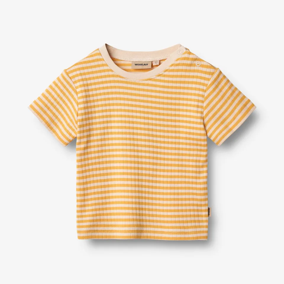 wheat-fabian-t-shirt-yellow-rib-stripe-bio-baumwolle-baby image 1