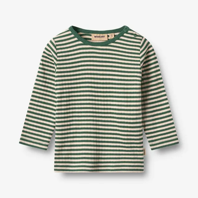 wheat-t-shirt-l-s-stig-langarmshirt-green-stripe-bio-baumwolle image 1
