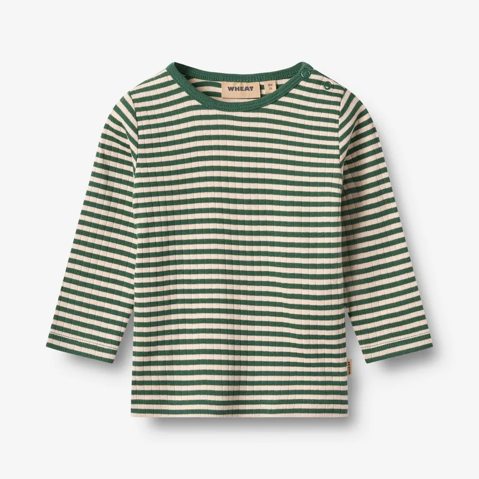 wheat-t-shirt-l-s-stig-langarmshirt-green-stripe-bio-baumwolle image 1