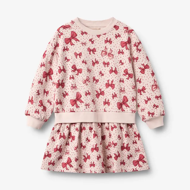 wheat-maggie-sweatkleid-almond-peach-bows-bio-baumwolle image 1