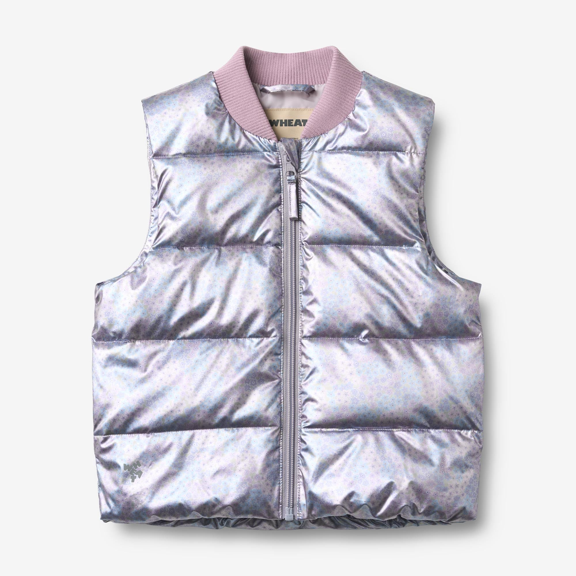 wheat-fryd-puffer-gilet-kinderweste-silver-sky-flower-recycelt image 1