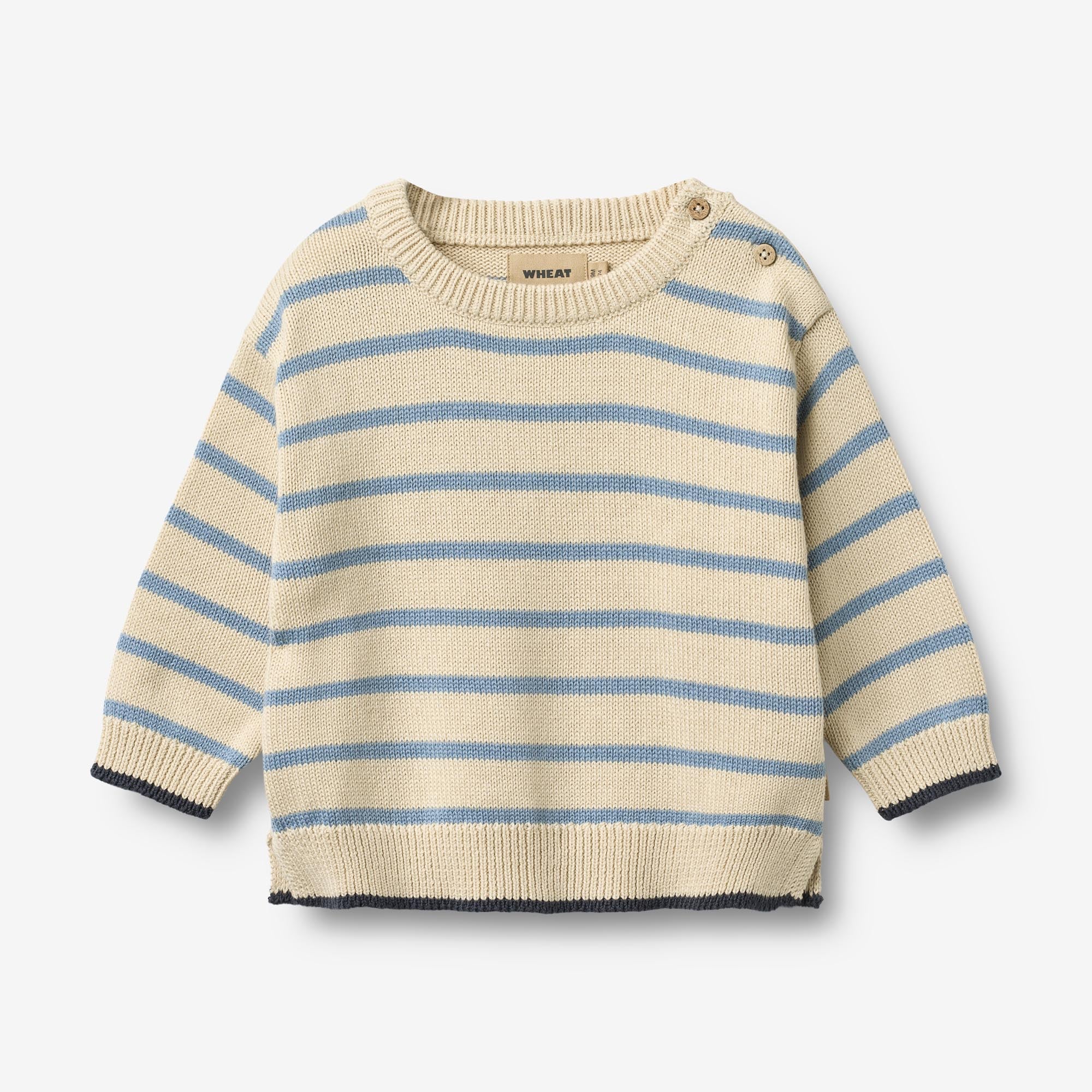 wheat-harlow-babypullover-faded-denim-streifen-bio image 1