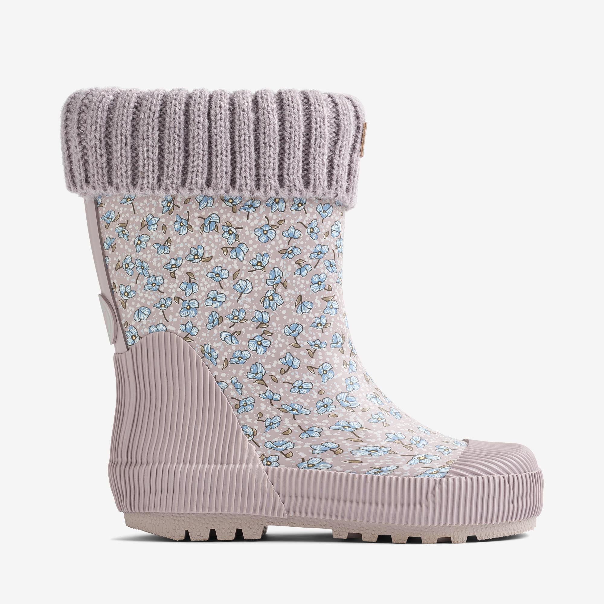 wheat-thermo-wader-gummistiefel-lilac-blue-flowers-wollfutter image 4
