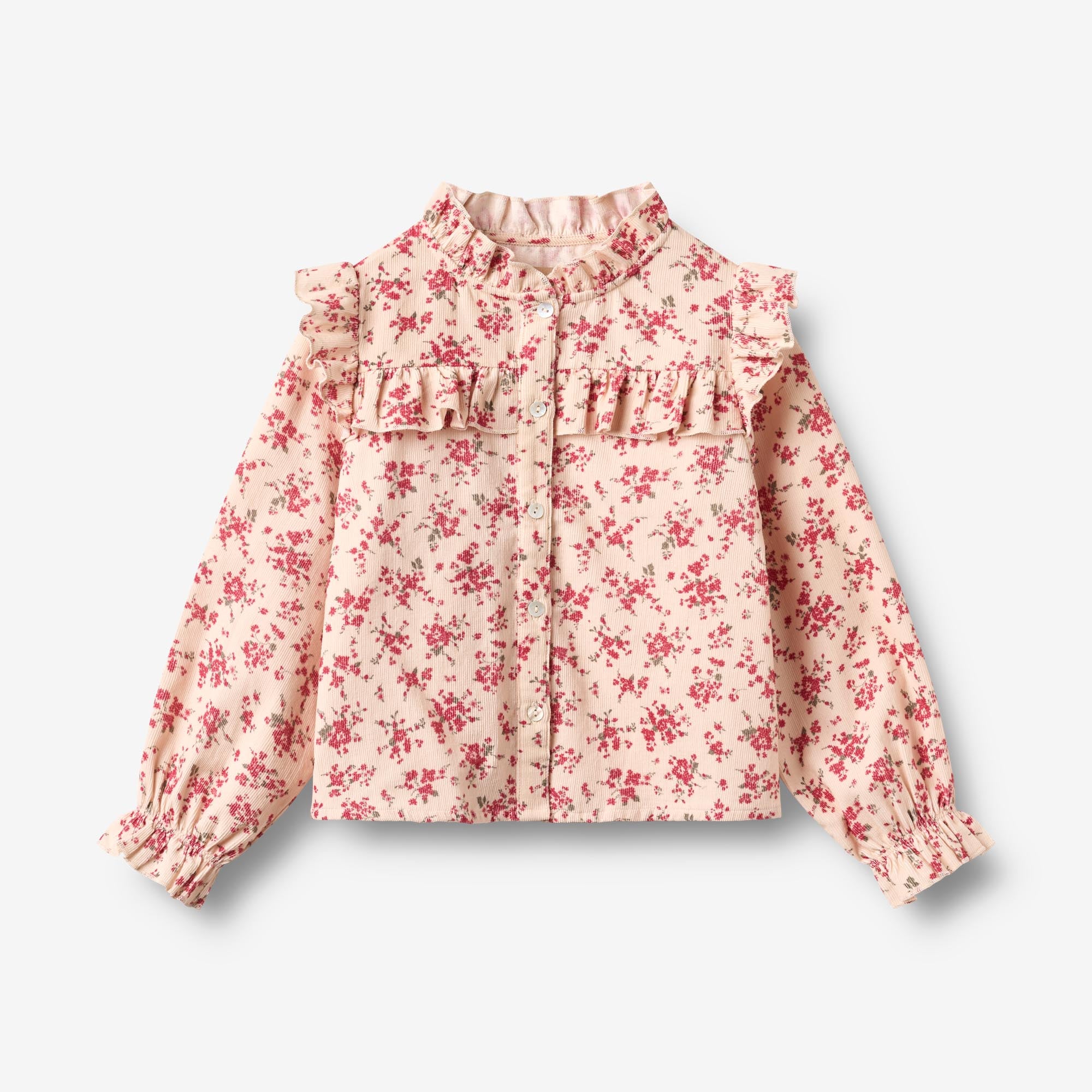 wheat-noreen-kinderbluse-almond-peach-flowers-cord-bio image 1