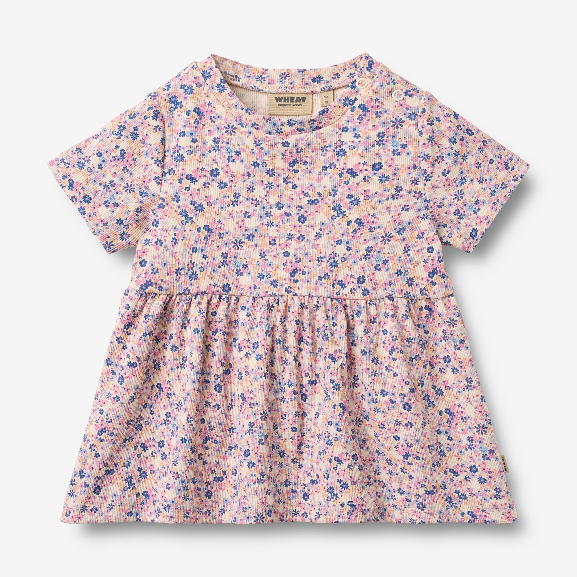 wheat-anna-jerseykleid-baby-pink-blue-flowers-bio image 1