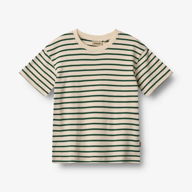 wheat-fabian-t-shirt-green-stripe-bio-baumwolle image 1