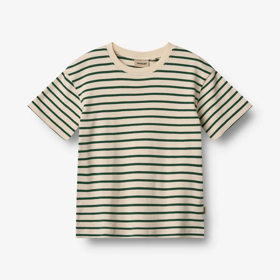 wheat-fabian-t-shirt-green-stripe-bio-baumwolle image 1