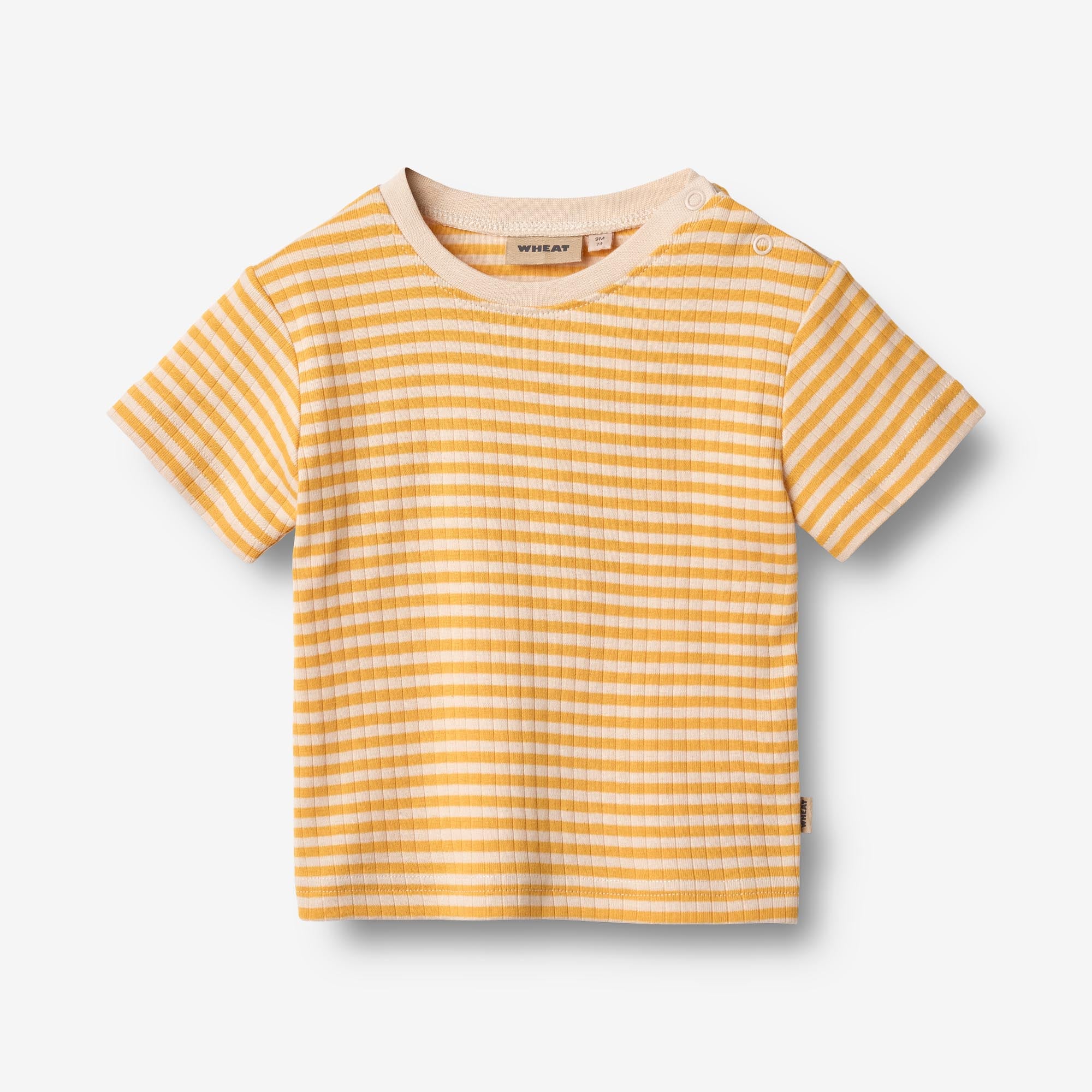 wheat-fabian-t-shirt-yellow-rib-stripe-bio-baumwolle-baby image 1