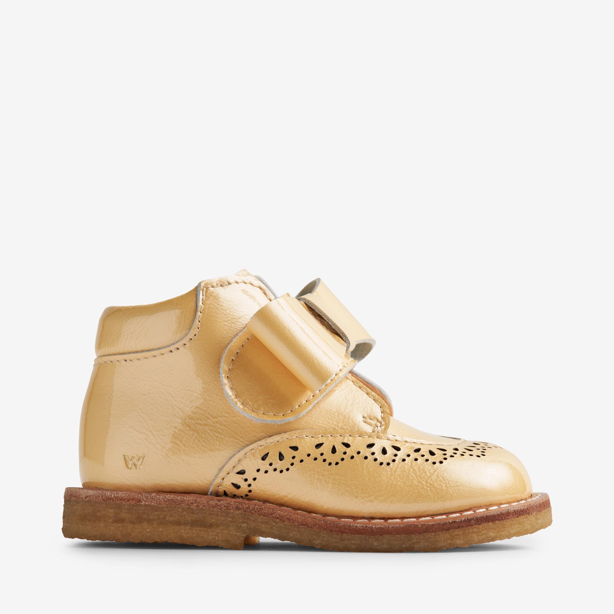 wheat-bowy-bootie-velcro-lemon-lackleder-schleife image 3