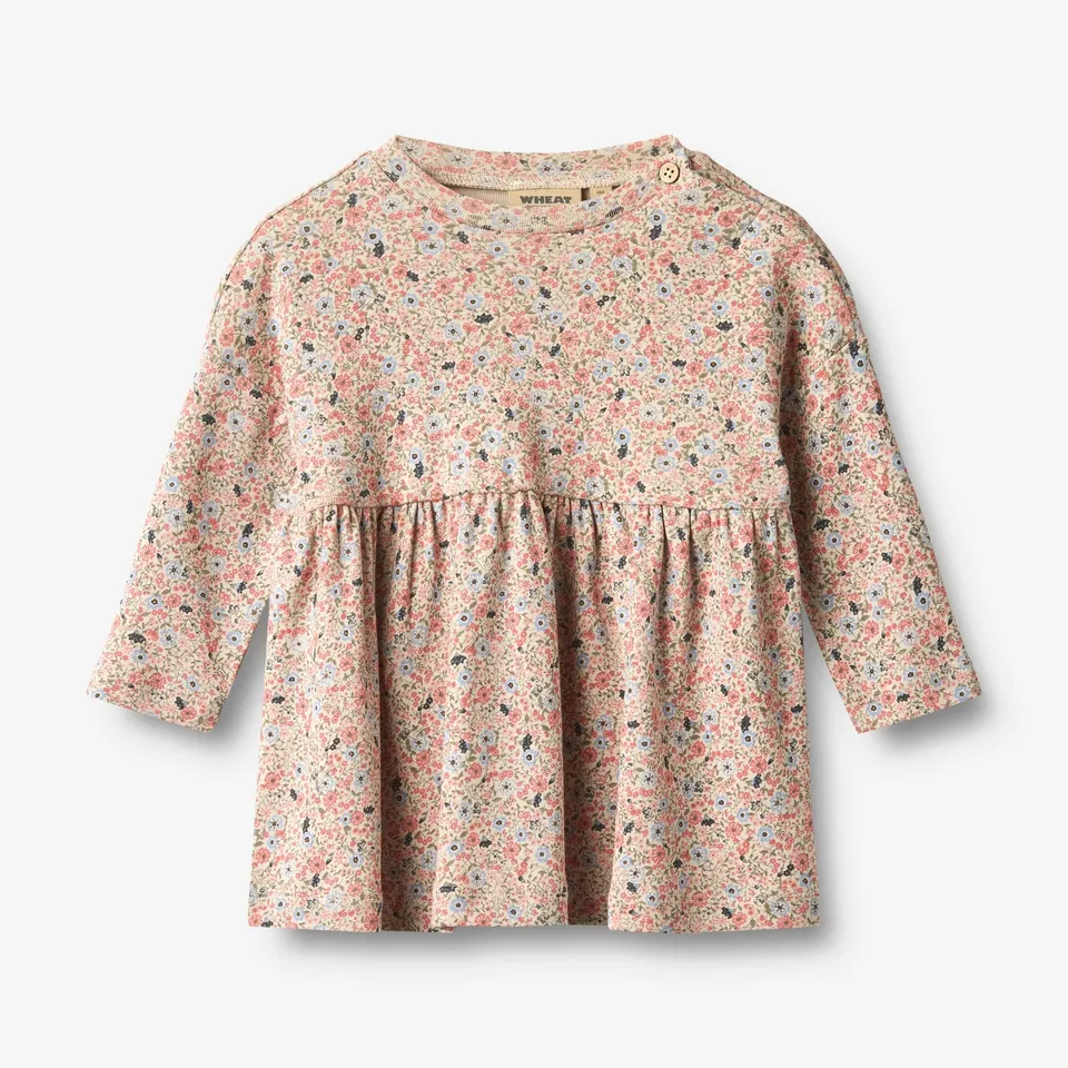 wheat-emmy-kleid-grey-cloud-flowers-baby-langarm-bio image 1