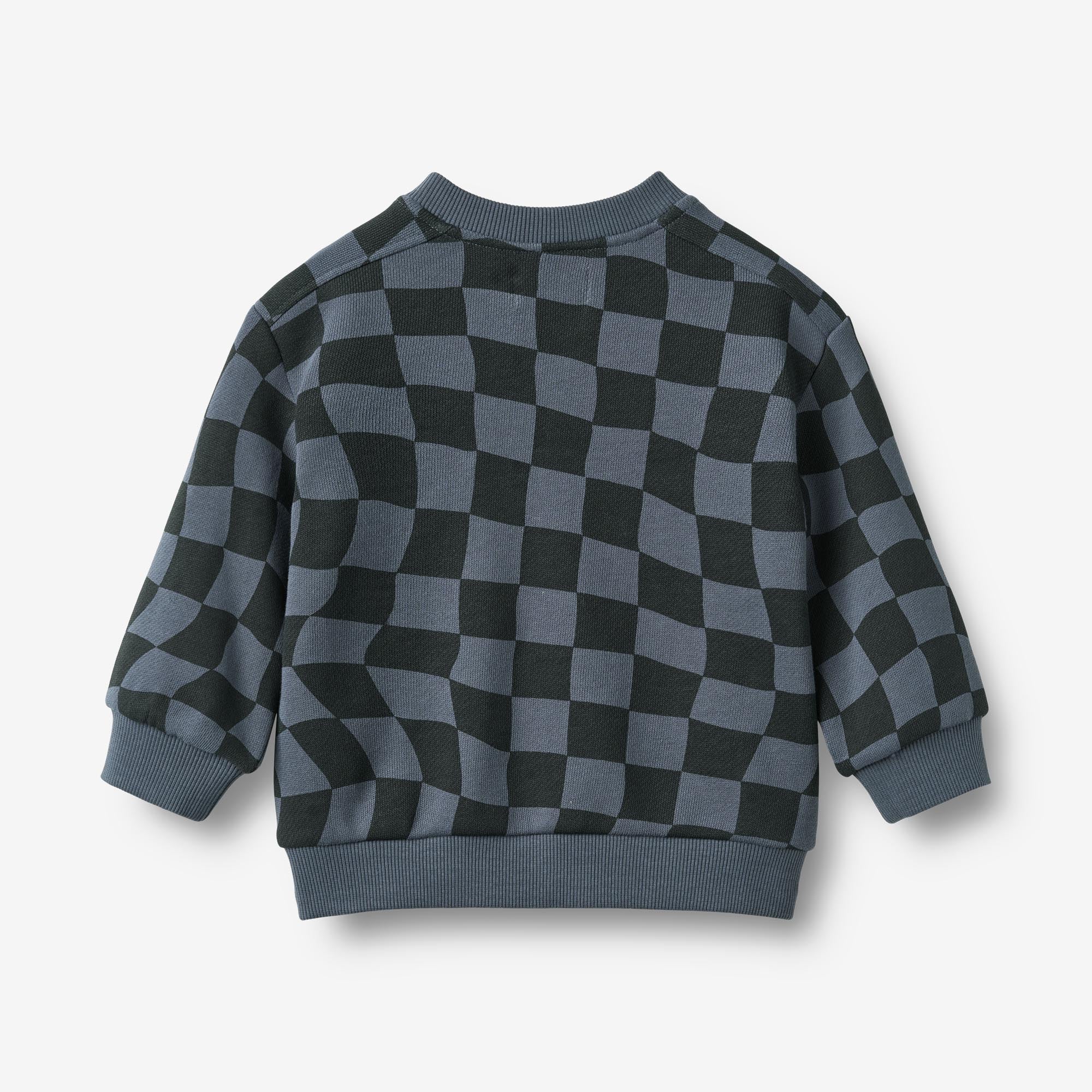 wheat-elliot-sweatshirt-navy-blue-check-bio-baumwolle-baby image 2