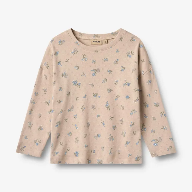 wheat-thilda-langarmshirt-warm-sand-flowers-bio-baumwolle image 1