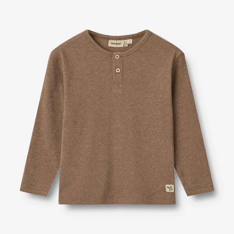 wheat-clothing-morris-langarmshirt-coffee-melange-bio-mix image 1