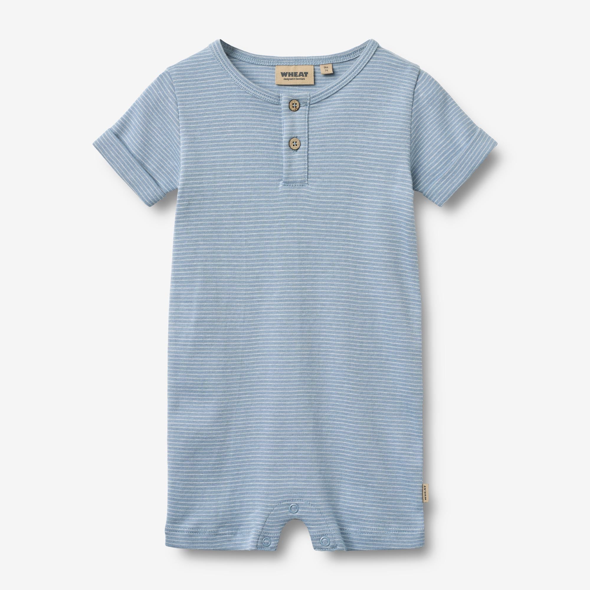 wheat-alfred-strampler-kurzarm-faded-blue-stripe-baby image 1
