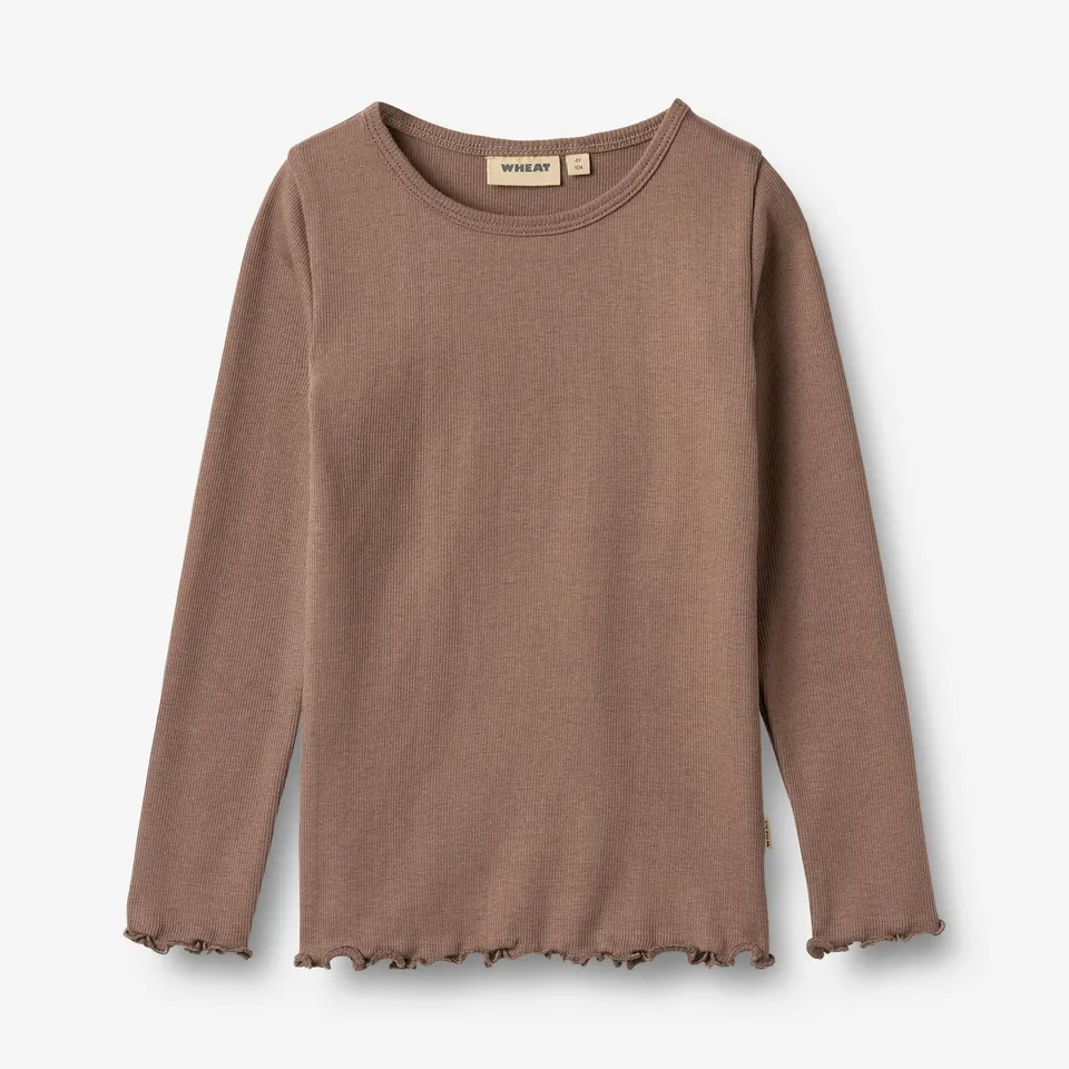 wheat-clothing-ida-langarmshirt-toffee-brown-bio-jersey-92-152 image 1
