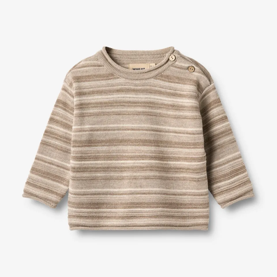 wheat-gunnar-strickpullover-warm-sand-stripe-merinowolle-baby image 1