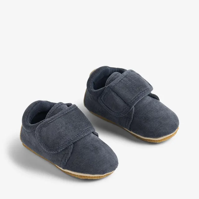 wheat-sasha-hausschuhe-kinder-navy-cord-klett-bio-baumwolle image 1