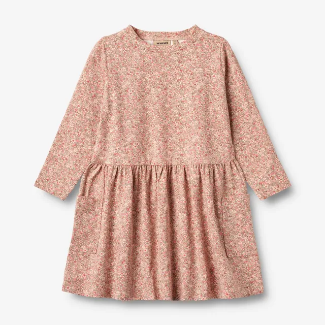 wheat-bessie-jerseykleid-rose-dust-flower-meadow-langarm image 1