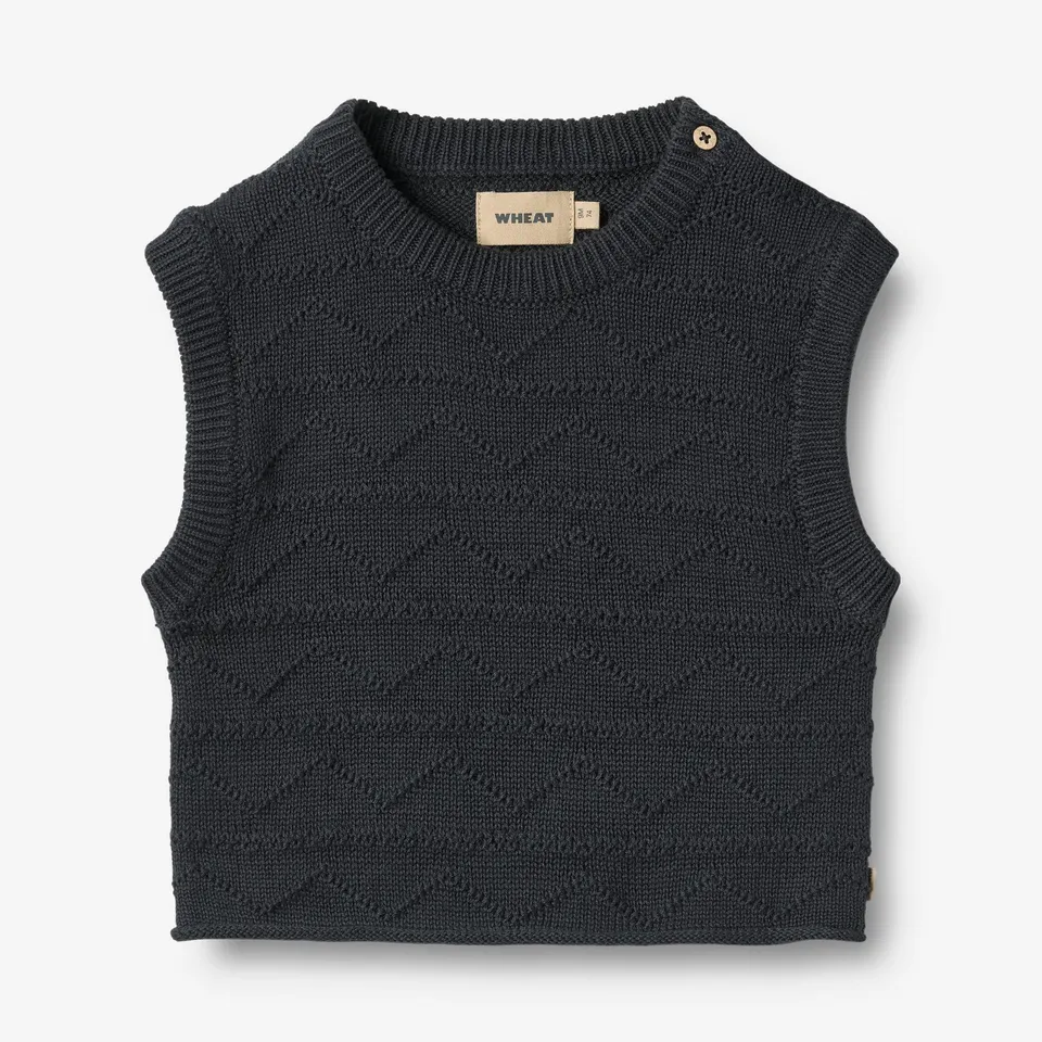 wheat-bobby-strickweste-navy-bio-baumwolle-baby image 1