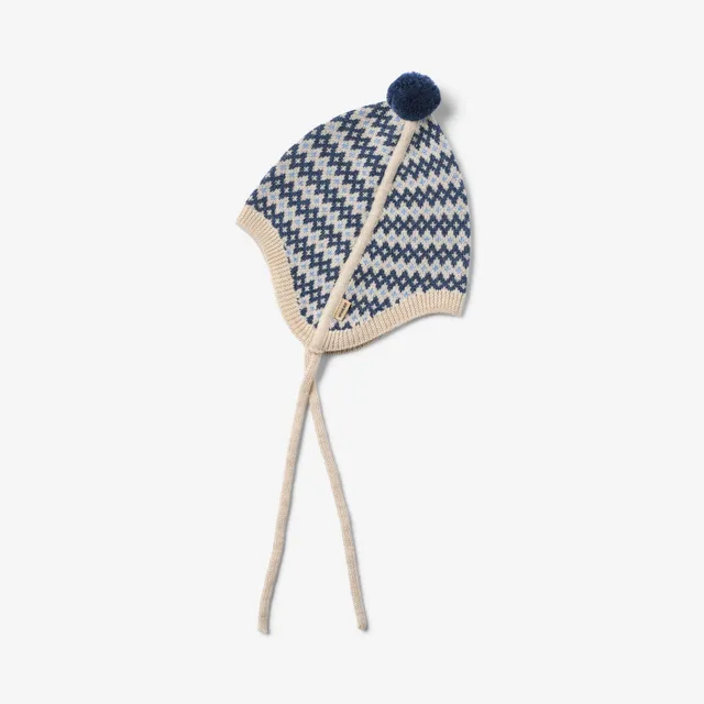 wheat-liro-strickm-tze-blau-merinowolle-baby-h-ubchen image 1