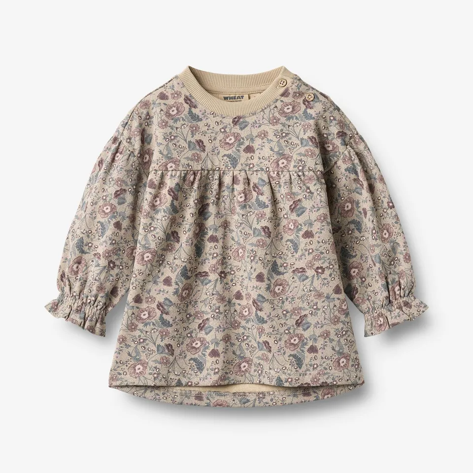wheat-lilja-sweatkleid-m-dchen-soft-sand-flowers-langarm image 1