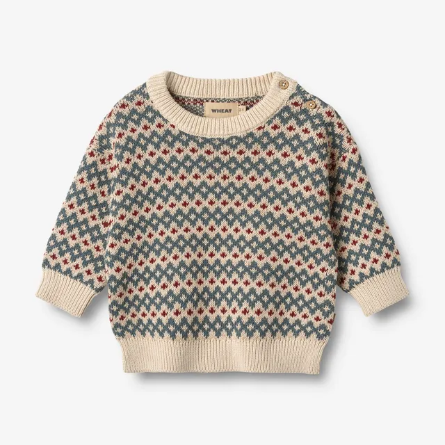 wheat-harlow-jacquard-pullover-strickpullover-offwhite-bio-baumwolle image 1