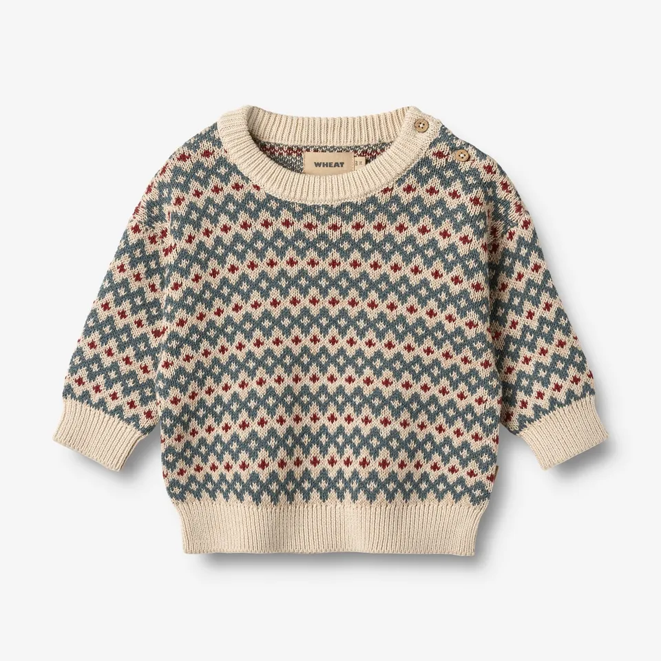 wheat-harlow-jacquard-pullover-strickpullover-offwhite-bio-baumwolle image 1