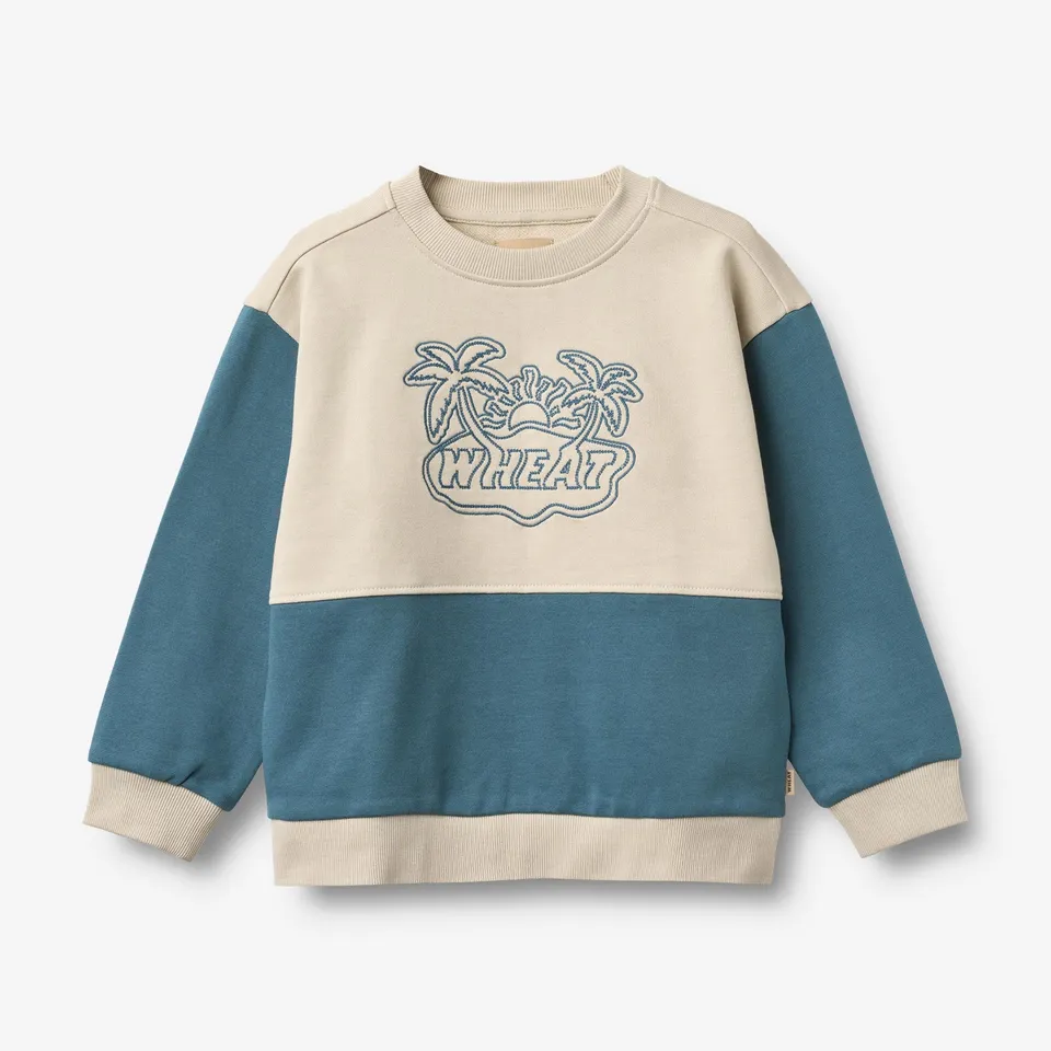 wheat-steff-sweatshirt-blue-teal-bio-baumwolle image 1