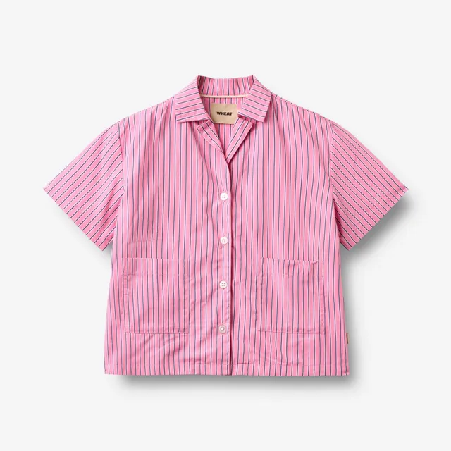 wheat-vilma-kurzarmhemd-pink-stripe-bio-baumwolle image 1