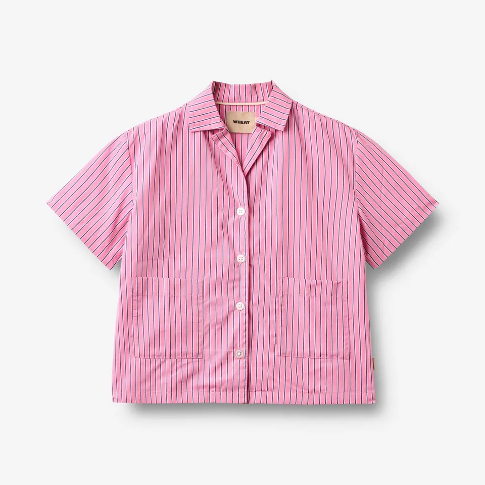 wheat-vilma-kurzarmhemd-pink-stripe-bio-baumwolle image 1