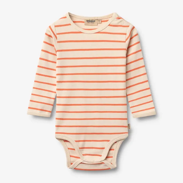 wheat-berti-body-langarm-orange-stripe-bio-baumwolle-baby image 1