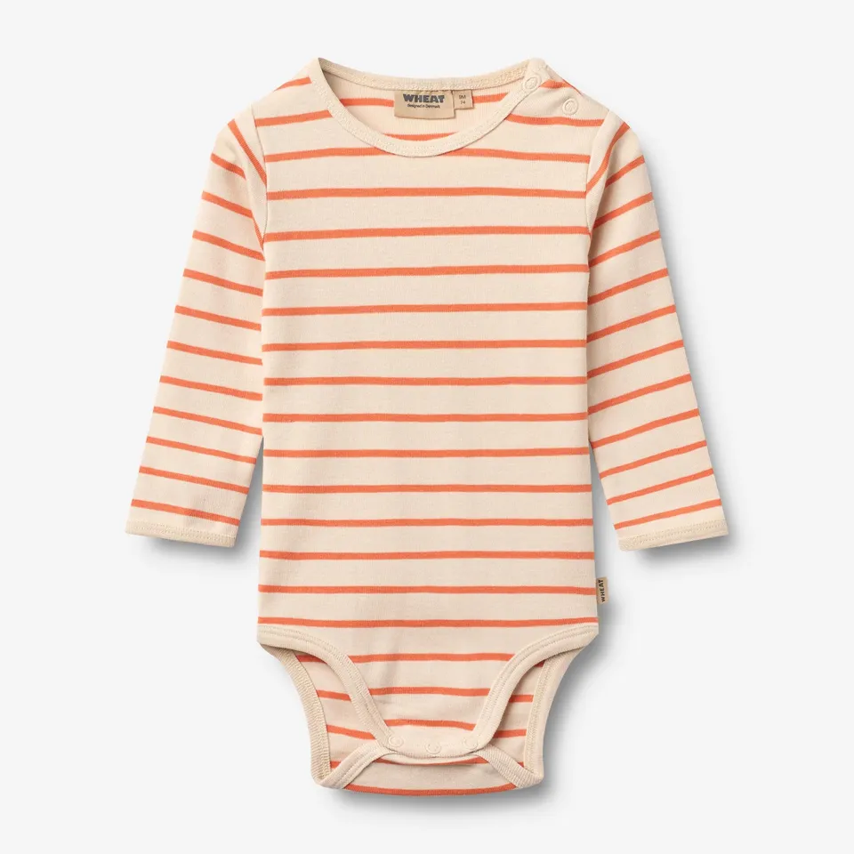 wheat-berti-body-langarm-orange-stripe-bio-baumwolle-baby image 1