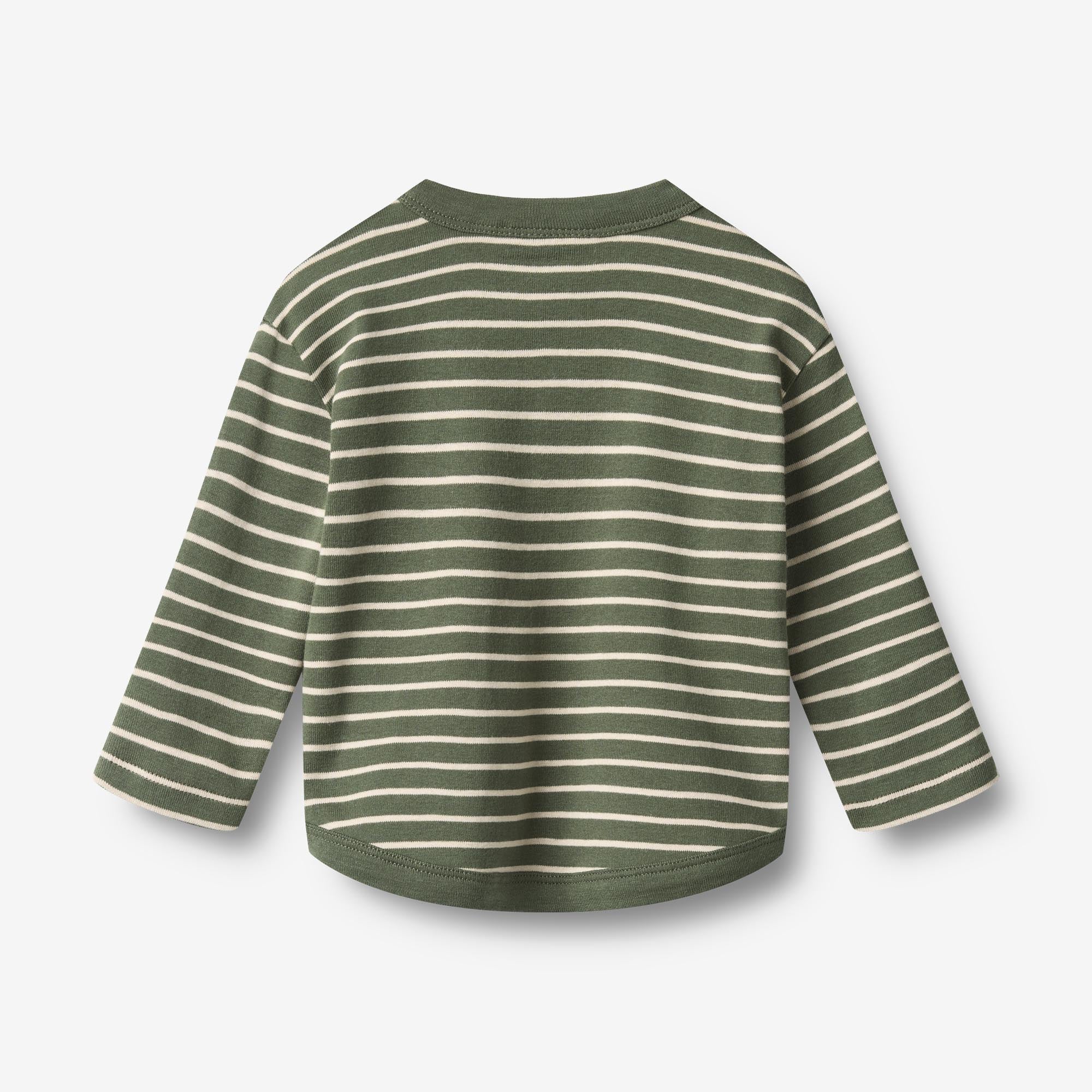 wheat-osvald-shirt-dark-green-stripe-bio image 2