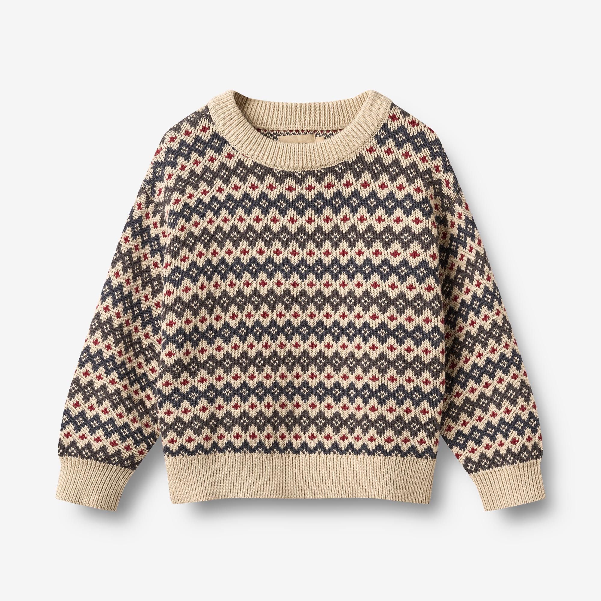 wheat-harlow-jacquard-pullover-kinderpullover-greyblue-bio-baumwolle image 1