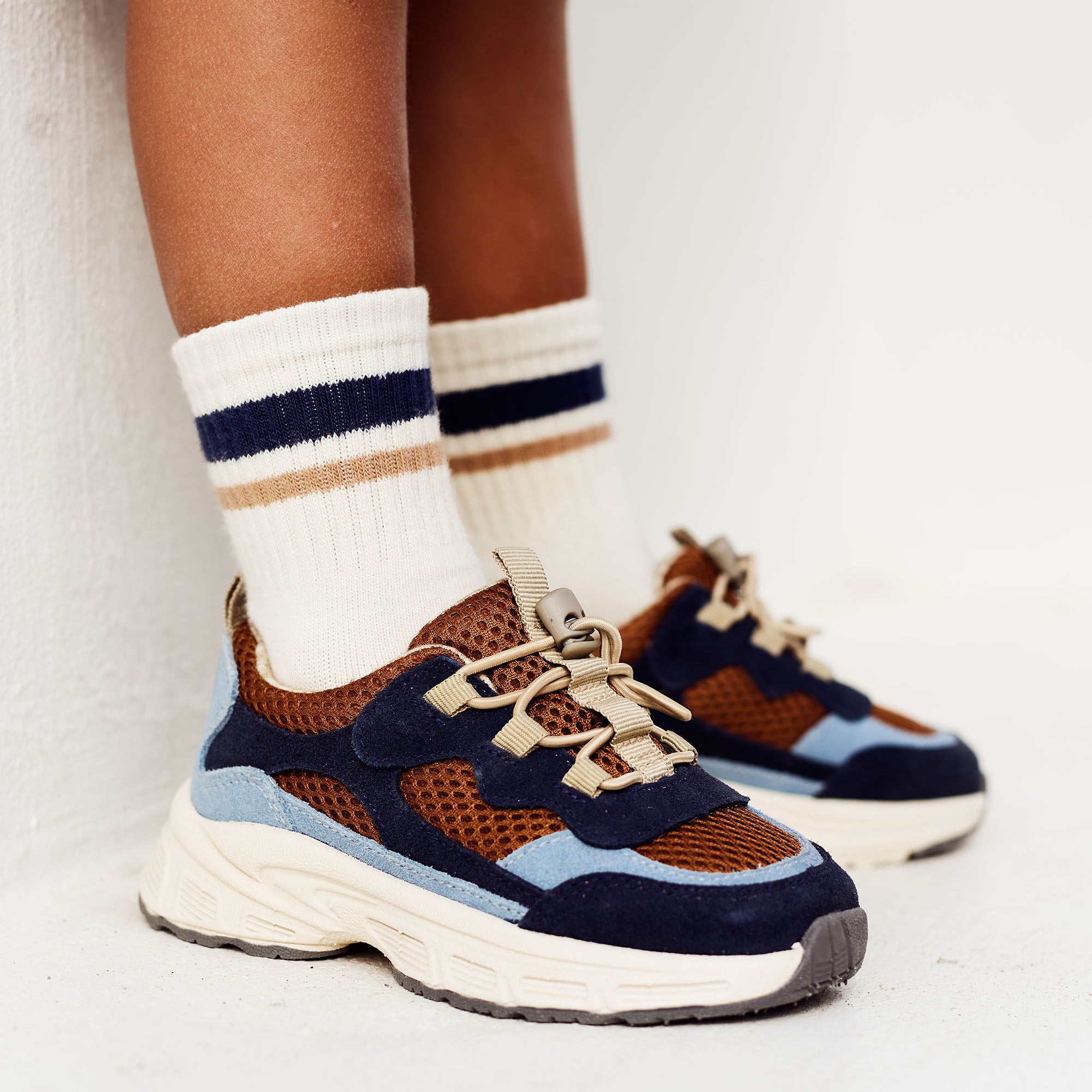 wheat-arthur-sneaker-kinder-navy-mesh-leder image 2