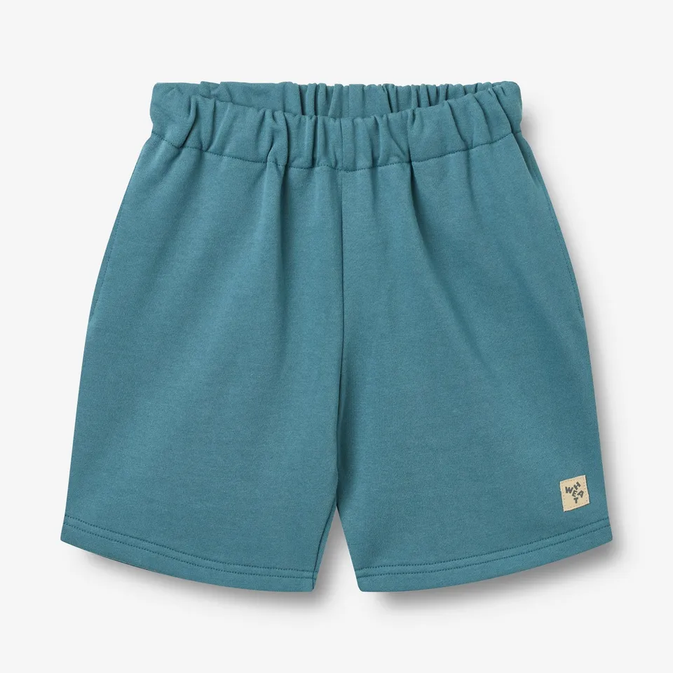 wheat-aksel-sweat-shorts-blue-teal-bio-baumwolle image 1