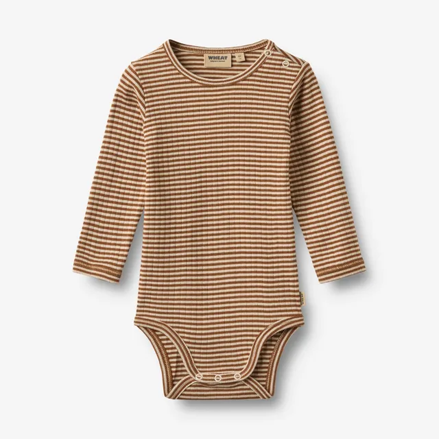 wheat-freddie-body-langarm-babybody-warm-hazel-stripe-bio image 1