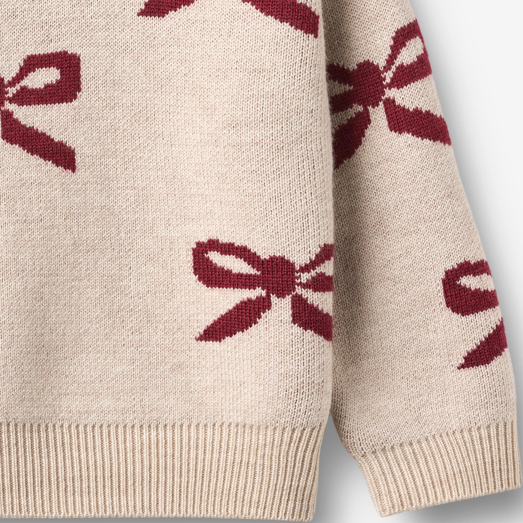wheat-clothing-jacquard-pullover-bow-eggshell-merino-beige image 5