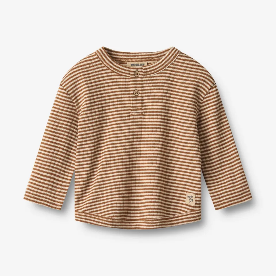 wheat-osvald-langarmshirt-warm-hazel-stripe-bio-baumwolle-baby image 1