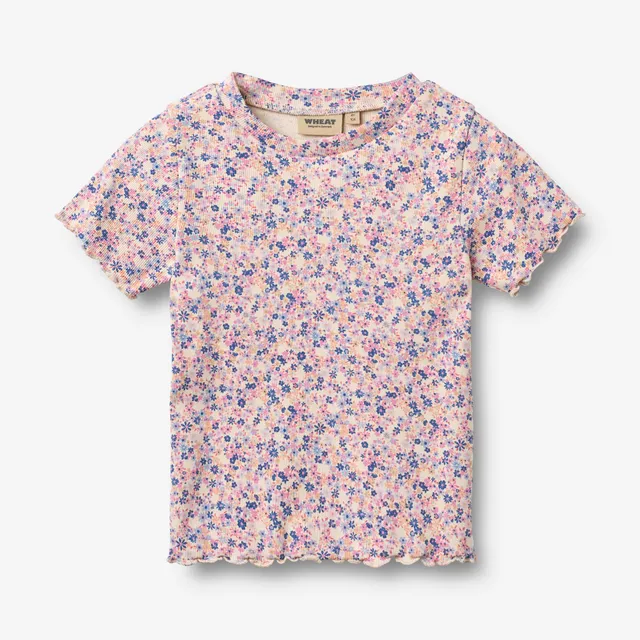 wheat-alicia-t-shirt-pink-blue-flowers-kurzarm-bio image 1
