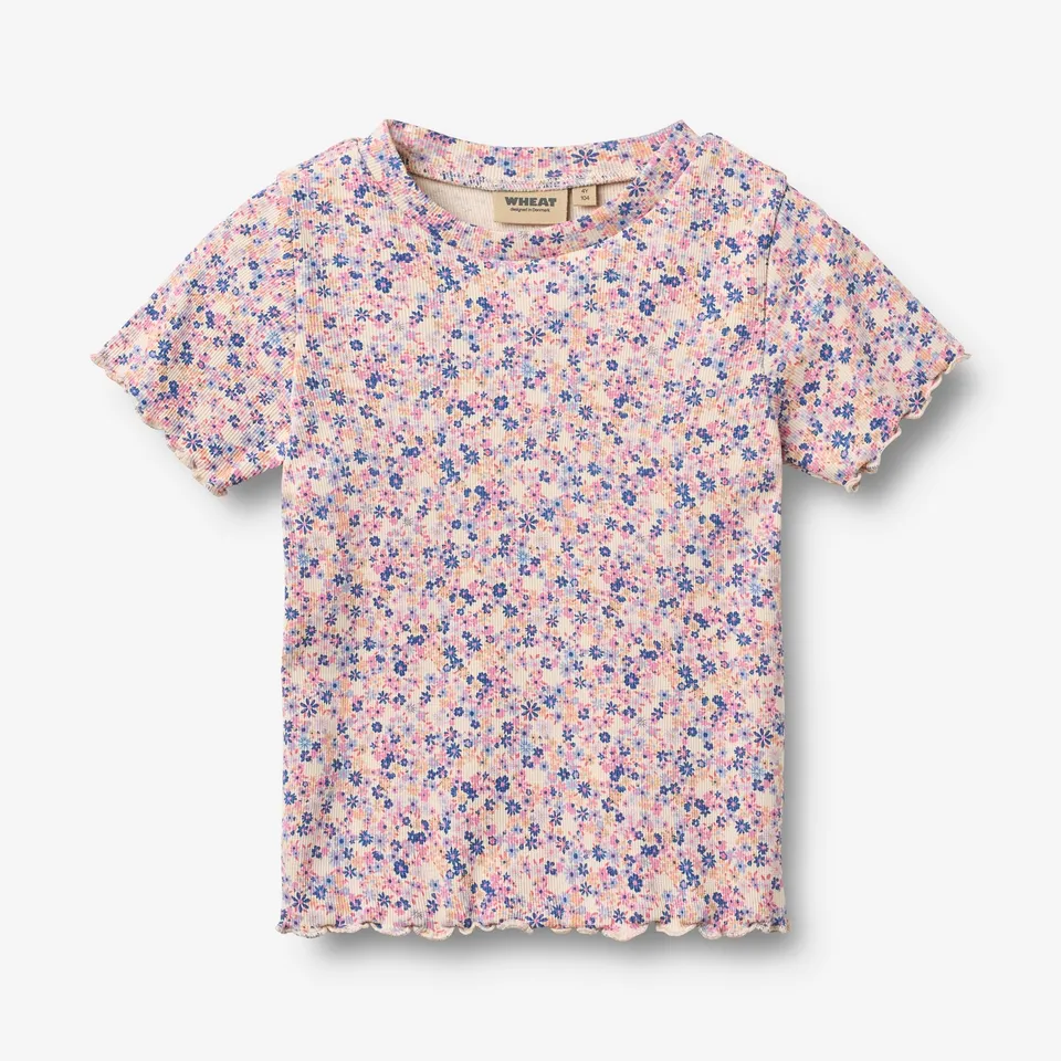 wheat-alicia-t-shirt-pink-blue-flowers-kurzarm-bio image 1