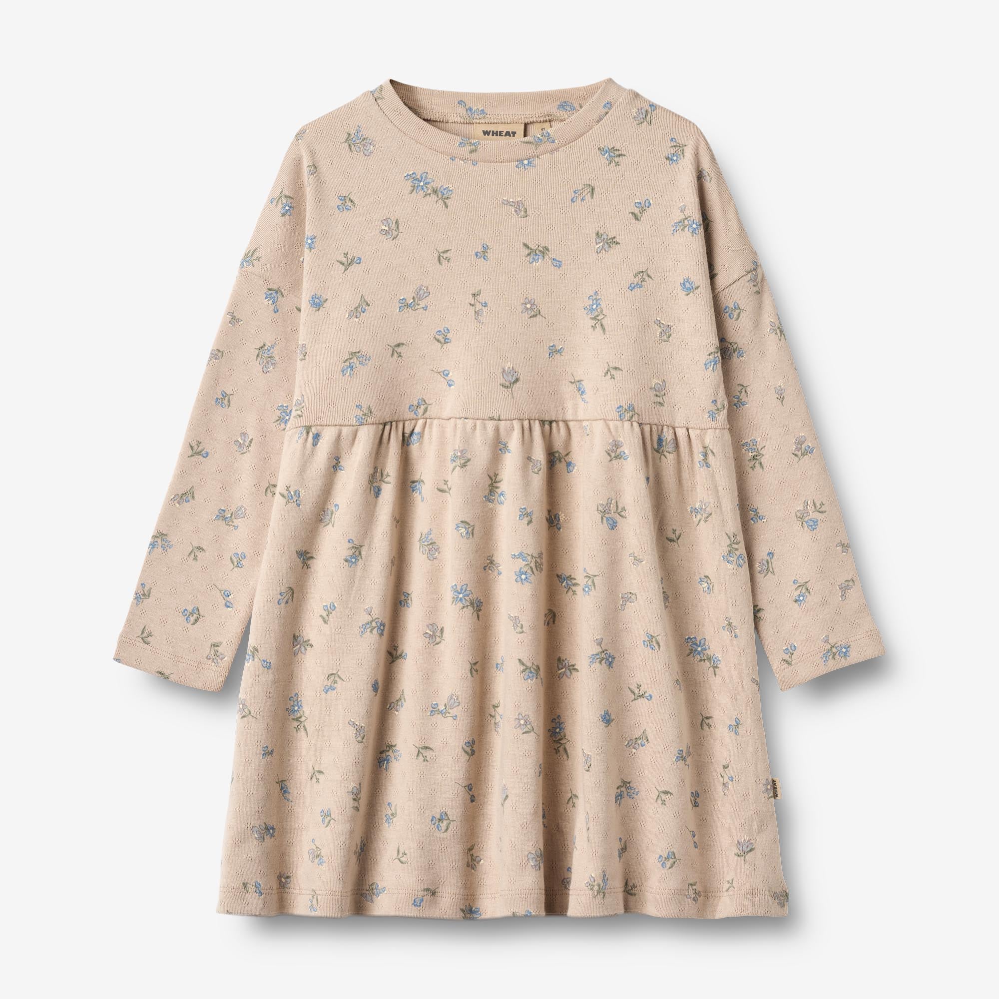 wheat-emmy-kleid-warm-sand-flowers-langarm-bio-baumwolle image 1