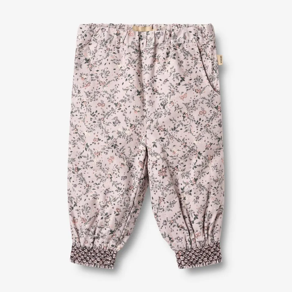 wheat-sara-baby-hose-m-dchen-lilac-checked-flowers-bio image 1