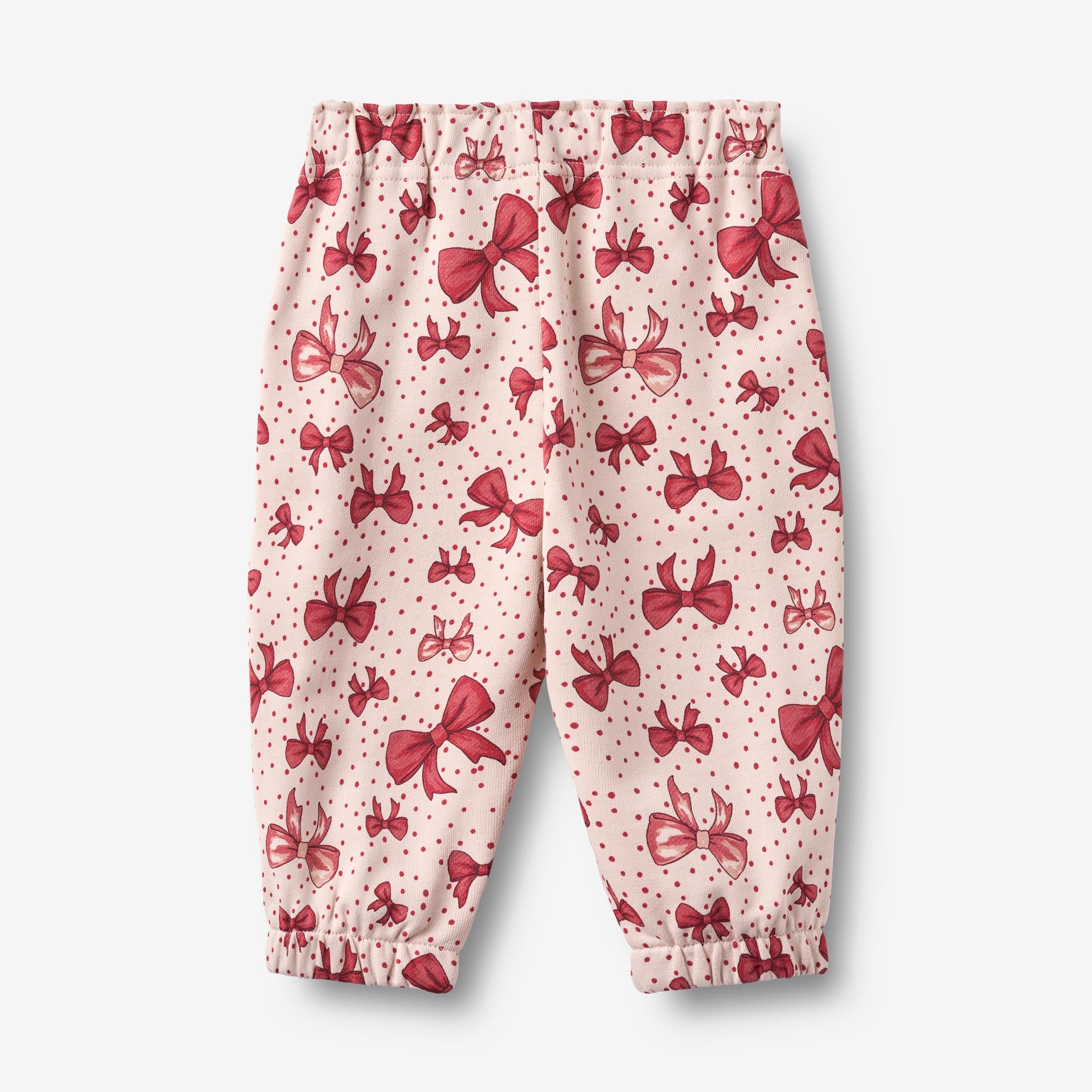 wheat-clothing-sweatpants-cosmo-hose-almond-peach-bows-bio image 2