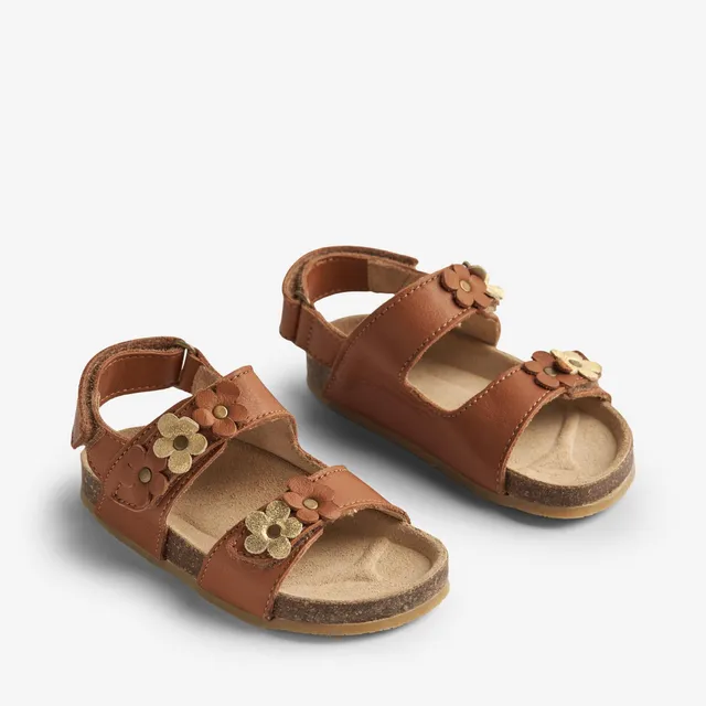 wheat-clare-flowers-sandalen-cognac-leder-klett image 1