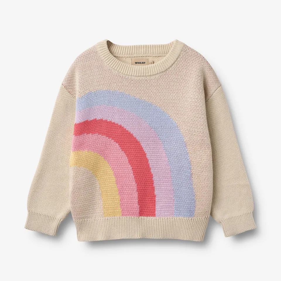 wheat-clothing-jacquard-pullover-solveig-kinder-pullover-rainbow-bio image 1
