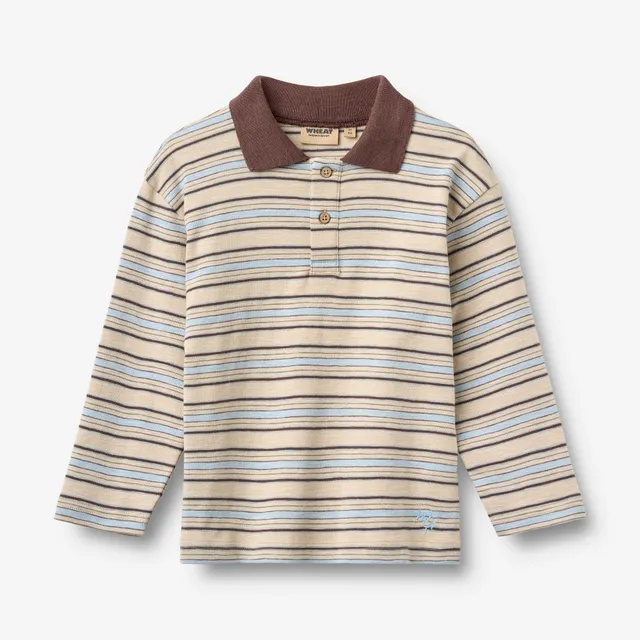 wheat-fred-polo-langarm-multi-blue-stripe-gr-116 image 1