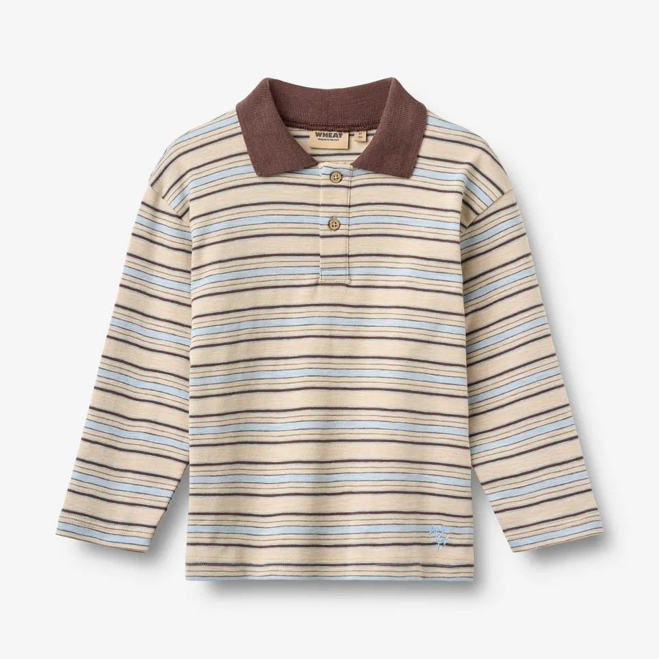 wheat-fred-polo-langarm-multi-blue-stripe-gr-116 image 1