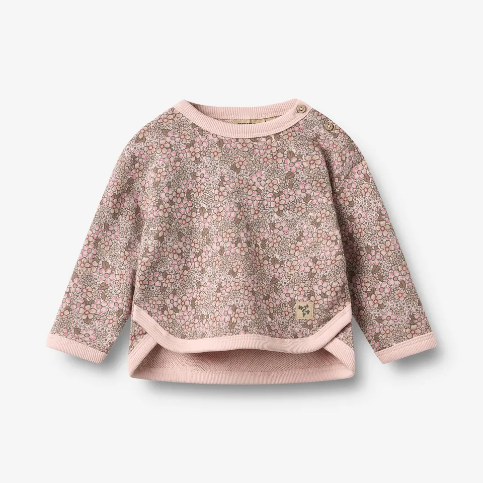 wheat-emery-sweatshirt-rose-brown-flowers-bio-terry-langarm image 1